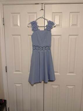 Ted Baker Monaa Lace Trim Fit & Flare Skater Dress in Light Blue